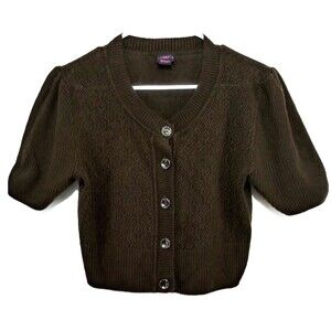 Wrapper Sweater Womens Size L Brown 5 Button Crop Top Sweater
